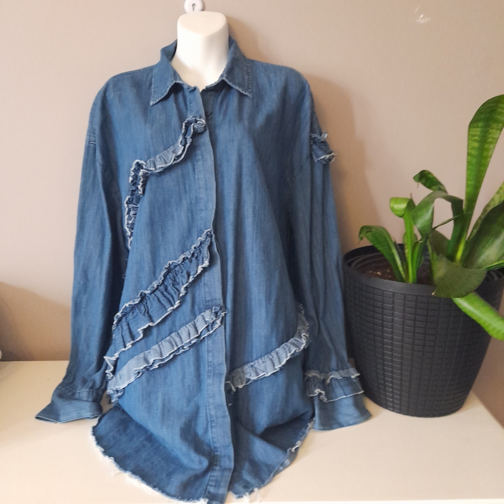Zara Blue Denim Top